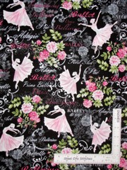 Ballet Theatre Ballerina Fabric By The Yard Black w/ Pearl Acnt by Kanvas Studio