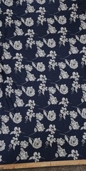 Navy Blue floral Printed spandex stretchable Fabric wrinkle Free 60” W Sold BTY