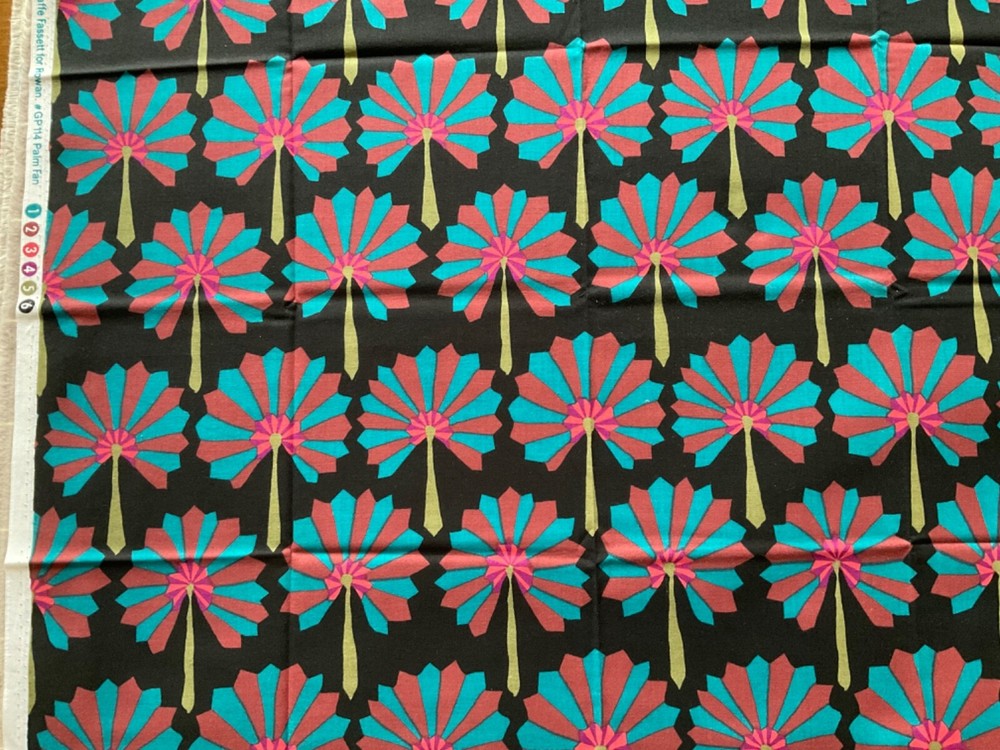KAFFE FASSETT PALM FAN BLACK 1/2 yard GP114 original issue
