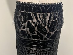 Black Silk Chiffon Velvet Burnout Scarf 40”x40” Wide