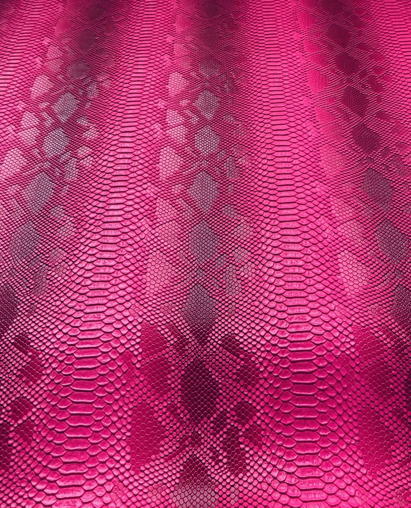 Hot Pink Snake Embossed Faux Vinyl Fabric – Colorful Snakeskin Leather Look