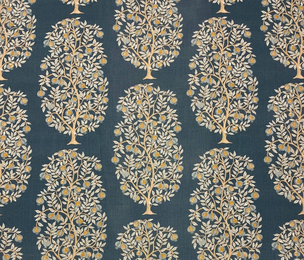 BALLARD DESIGNS ANITA MIDNIGHT BLUE FRUIT TREE MULTIUSE FABRIC BY THE YARD 54″W