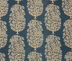 BALLARD DESIGNS ANITA MIDNIGHT BLUE FRUIT TREE MULTIUSE FABRIC BY THE YARD 54″W