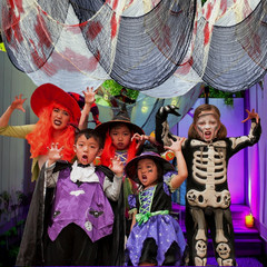Halloween Creepy Cloth Haunted House Decor 8 Pack (3 Black/3 White/2 Red) 76X30″