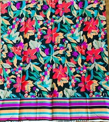 Bright Floral Fabric with Striped Border California Expressions 1981 46″ x 84″