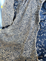 Black & Gold Floral embossed Brocade Fabric By the Yard 64″ Wide