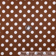 BonEful Fabric FQ Cotton Quilt Brown Cream Ivory Off White Polka Dot Stripe Bear