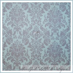 BonEful Fabric FQ Cotton Quilt Blue Gray Brown Damask Flower Garden Cottage Sale