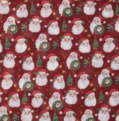 FERN XL SCRAP 10X22″ Christmas Holiday *Jolly Santa* Portrait Faces Red Fabric