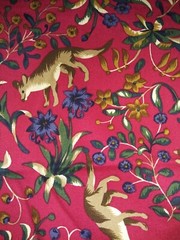 Printmaker International HTF Fabric Dog/Fox/Rabbit Floral Cotton 4.25 Yards X 58