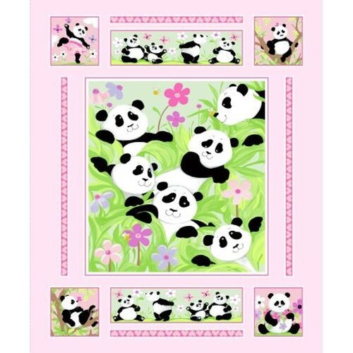 Panda Party From Susybee – Pink Pandas Panel #20425-520