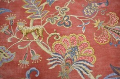 Adventurer Pomegranate Red Jacobean Floral with Animals P/K Lifestyles Fabric