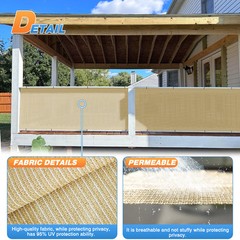 12′ Fabric Roll Fence Screen Shade Cloth Garden Awning Shelter Cover Beige
