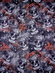GOTHIC SKULLS SPIDERS AND SPIDER WEBS AND STARS COTTON FABRIC 32″X44″ 7/8 YD