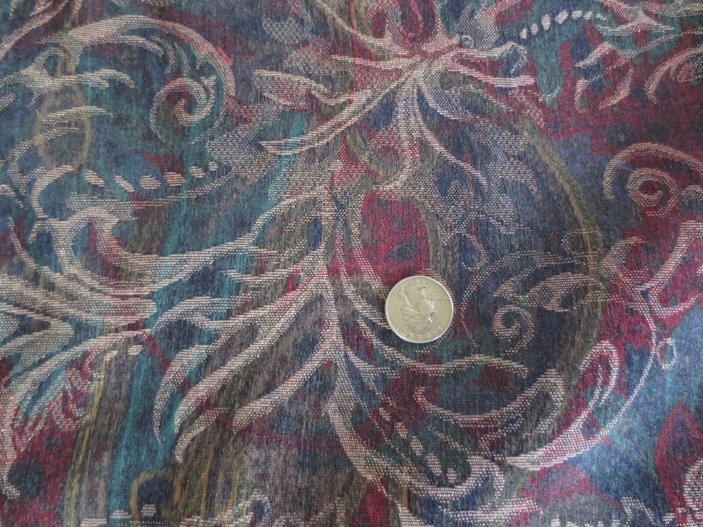 4105. Maroon Green Off-White ABSTRACT SWIRL Upholstery FABRIC–54″ x 1 yd.
