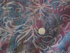 4105. Maroon Green Off-White ABSTRACT SWIRL Upholstery FABRIC–54″ x 1 yd.