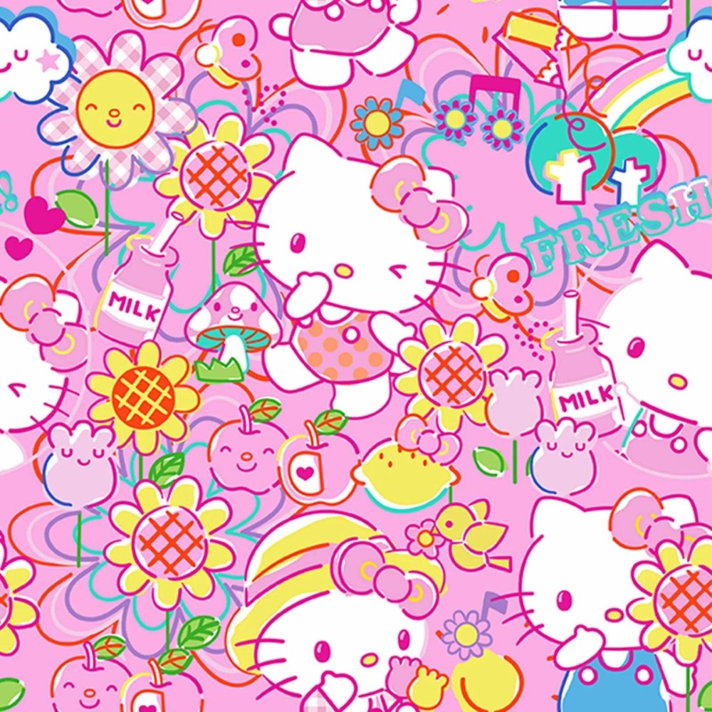 Hello Kitty Snacks Pink Blue Yellow by Springs Creative~By the Yard