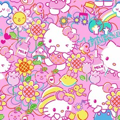 Hello Kitty Snacks Pink Blue Yellow by Springs Creative~By the Yard