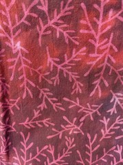 Burgundy Red Batik Fabric Deep Dye Tree Branch Geometric Quilting Art Textile
