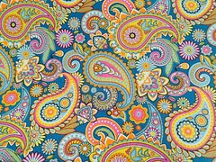 BLUE PAISLEY Upholstery Curtain Cotton Fabric Material – DOUBLE WIDTH 110” wide