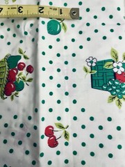 VTG `50`s Red & Green Fruit & Flower Bowl & Baskets Green Dots on White BTHY