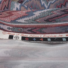 Vintage 1989 House N Home Flamestitch Drapery Fabric Mauve Blue 3 Yds 9″ x 56″