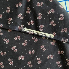 BTY Vintage Ditsy Flourish Fabric Black Cotton Print Springs Industries