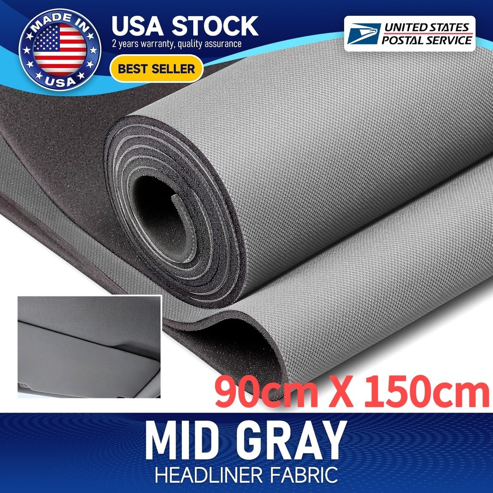 Gray 90cm*150cm Flat Knit Headliner Fabric with Foam Backing for Car Roof Lining