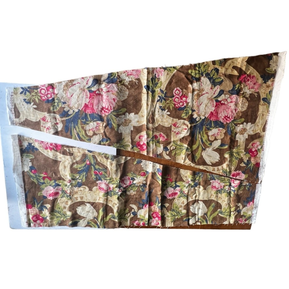 Ralph Lauren Floral Fabric Brown Pink Cream 2 Pc Heatherberry Sage linen Retired