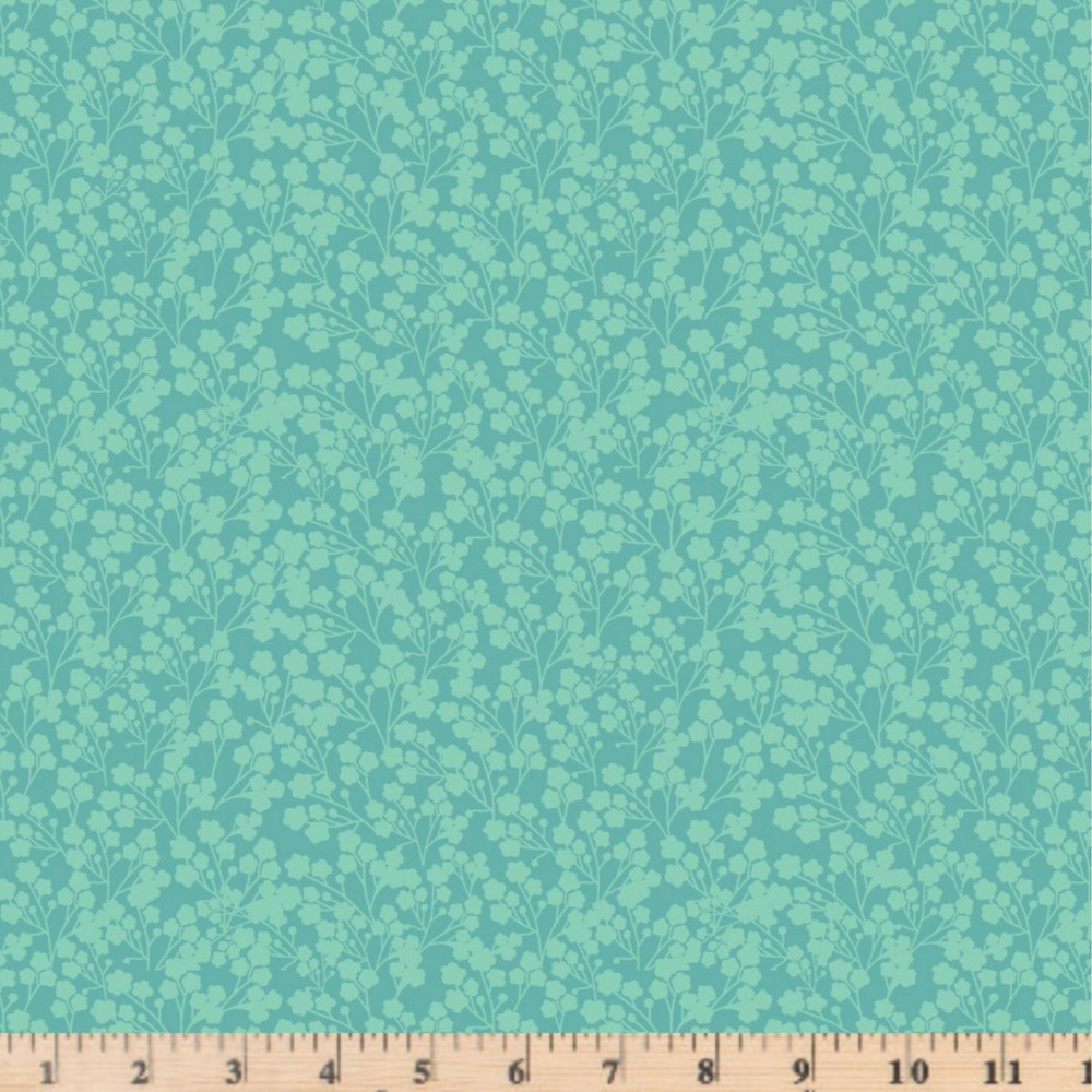 Calico Cowgirls Wildflowers Teal Fabric Poppie Cotton By the Half Yd Cont Cut