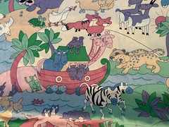 Vtg House N Home Fabrics & Draperies Panels Noah’s Ark 6 Yards 54” wide Cotton
