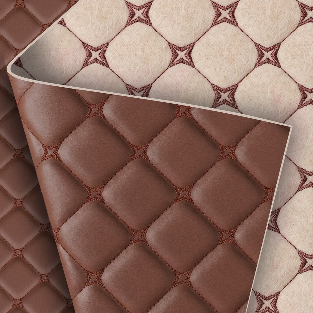 Pebble Grain Quilted Faux Leather 6mm Foam Backed Auto Marine Upholstery 63″ W