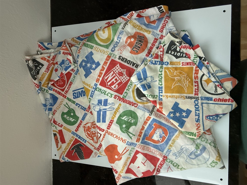 Vintage Fabric – Football Team Logo Character Twin Sheet Set Craft Quilt Sew