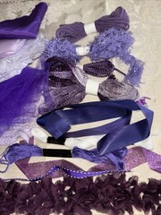 PURPLE Inspiration Textile Junk Journal Craft Kit Fabric Lace Fibers + More