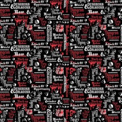 Dungeons Dragons Black Table top trope By the Yard Lisc. Camelot Cotton print