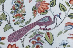 SCHUMACHER CURTAIN FABRIC DESIGN Campagne PERSIMMON & PINK 6.4 METRE LINEN BLEND