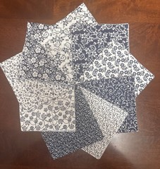 108 Piece Navy & White Charm Pack 5” Squares Cotton – 9 Designs – 12 Each