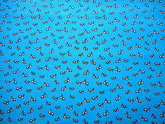 Cotton Quilt Fabric By The Half-Yard Cute White Ants on Turquoise Blue Nov #PC