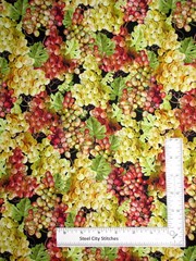 Vineyard Grape Vine Fruit Wine Fabric By the Yard Cotton Benartex Cheers