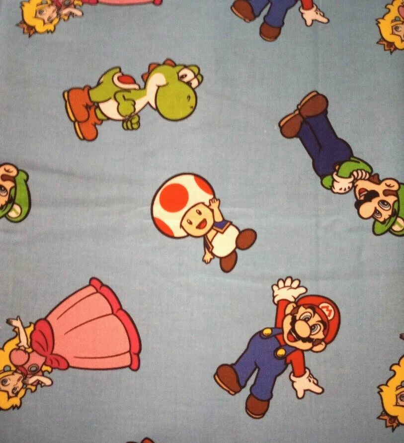 Super Mario Brothers Fabric 12″ x 11″ Sewing Crafting Length Piece New