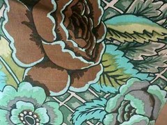 1 FQ 18″ x 21″ OOP Early Kaffe Fassett Burnt Wood Rose Cotton Fabric Rowan