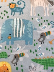 Sweet Jungle Animals On Baby Blue Super Snuggle Cotton Flannel Fabric BTY