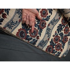 2.5 Yards Vintage Home Decor Fabric Red Blue Sunflower Jacquard Stripe