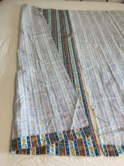 2x Vtg House N Home Fabrics Pieces Bright Primary Floral Stripe Flower 27″x49″