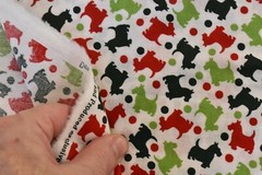By 1/2 Yd, Red Green & Blue Scotty-Dogs on White Quilt Cotton, Jo-Ann, P3436