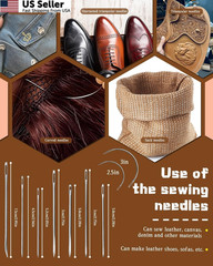 DIUDUS 218 Yards Waxed Thread, Leather Sewing Thread with Heavy Black