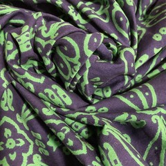 Vibrant Green Blue Ethnic Seamless Pattern Boho Floral Fabric 52x 34 1.44 Yards