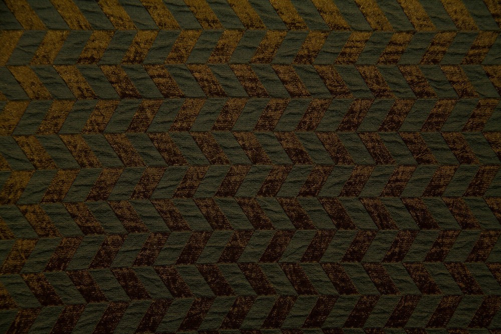 Discount Fabric JACQUARD Teal Green & Bronze Chevron Drapery Fabric