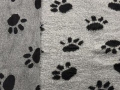 Faux SHERPA FLEECE Sheepskin Fabric Material GREY WITH BLACK PAWS