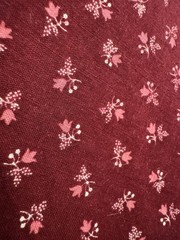 VTG Cranston Cotton Fabric Burgundy Wine Maroon Ditsy Pink Floral BTY Quilt Doll
